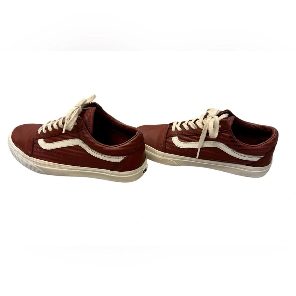 Vans White and Burgundy Old Skool Leather Size 7 Men’s 5.5